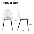 Modern Minimalist Transparent Dining Chair, Plastic Chair, Armless Crystal Chair, Nordic Creative Makeup Stool, Negotiation Chair, Set Of 4 Pieces, Black Metal Legs,Tw 1200 Black Metal