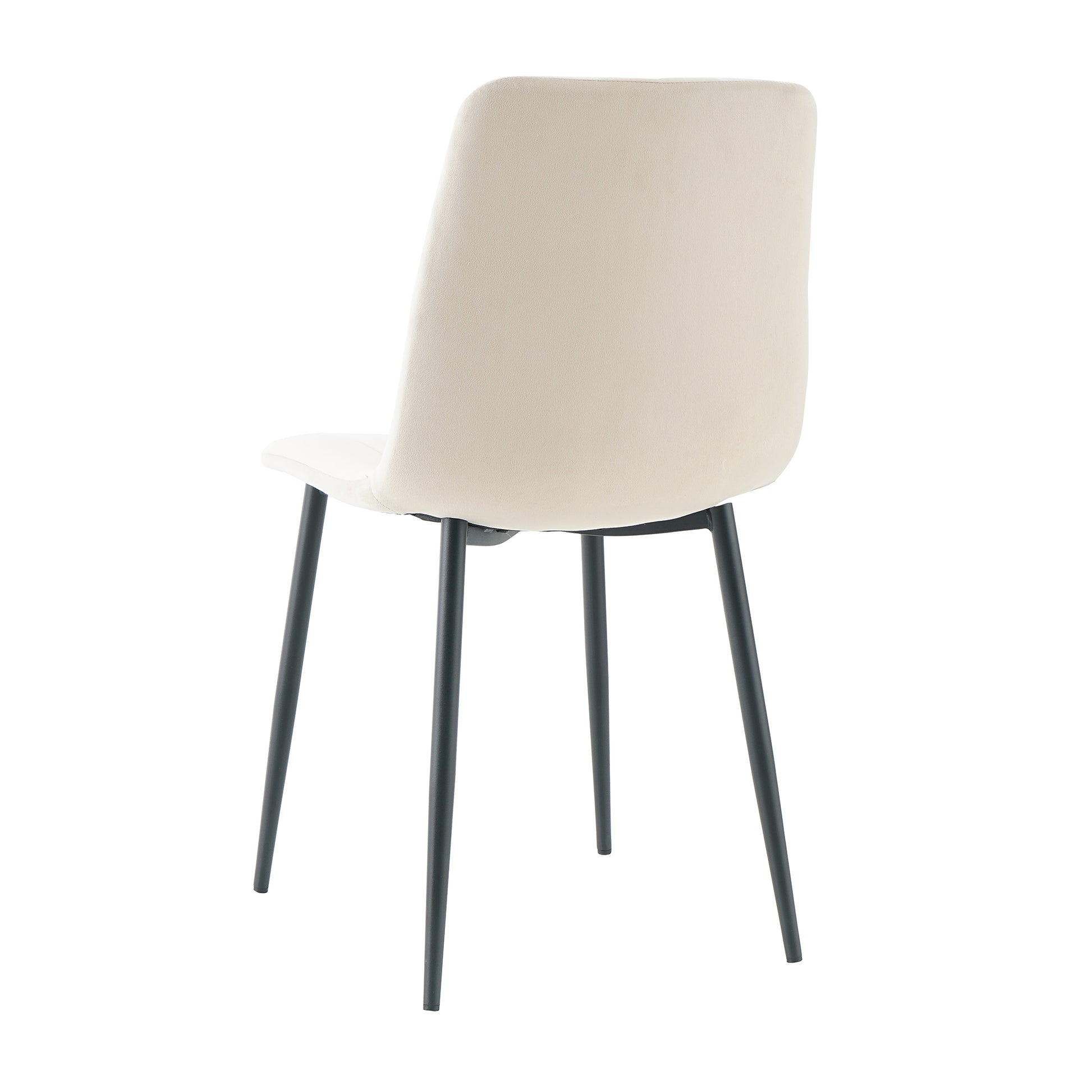 Indoor Velvet Dining Chair, Modern Dining Kitchen Chair With Cushion Seat Back Black Coated Metal Legs Upholstered Side Chair For Home Kitchen Restaurant And Living Room Set Of 4 Cream Color Metal