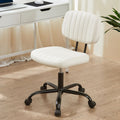 Sweetcrispy Pu Leather Low Back Task Chair Small Home Office Chair With Wheels White Abs Rubber Steel Q235