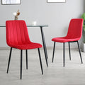 Indoor Velvet Dining Chair, Modern Dining Kitchen Chair With Cushion Seat Back Black Coated Metal Legs Upholstered Side Chair For Home Kitchen Restaurant And Living Room Set Of 4 Red Metal