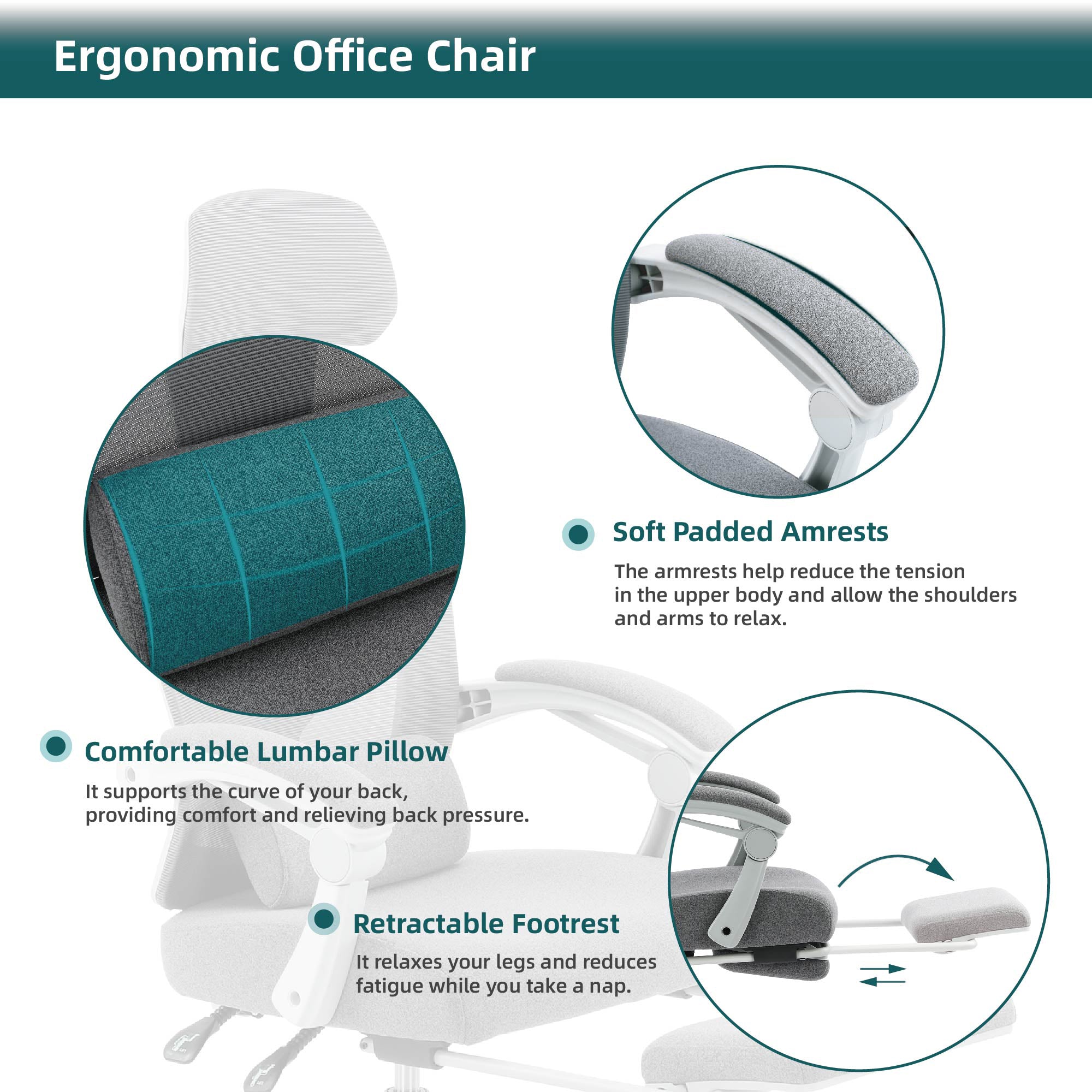 SWEETCRISPY Mesh High Back Ergonomic Office Chair grey-nylon mesh