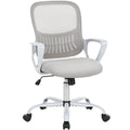 Sweetcrispy Ergonomic Office Chair Home Desk Mesh Chair With Fixed Armrest Executive Computer Chair With Soft Foam Seat Cushion Gray Nylon Mesh