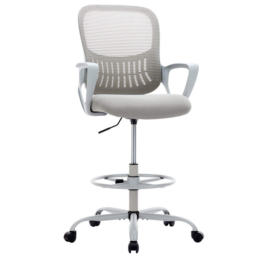 Sweetcrispy Ergonomic Drafting Chair Tall Standing Desk Office Chair Gray Nylon Mesh