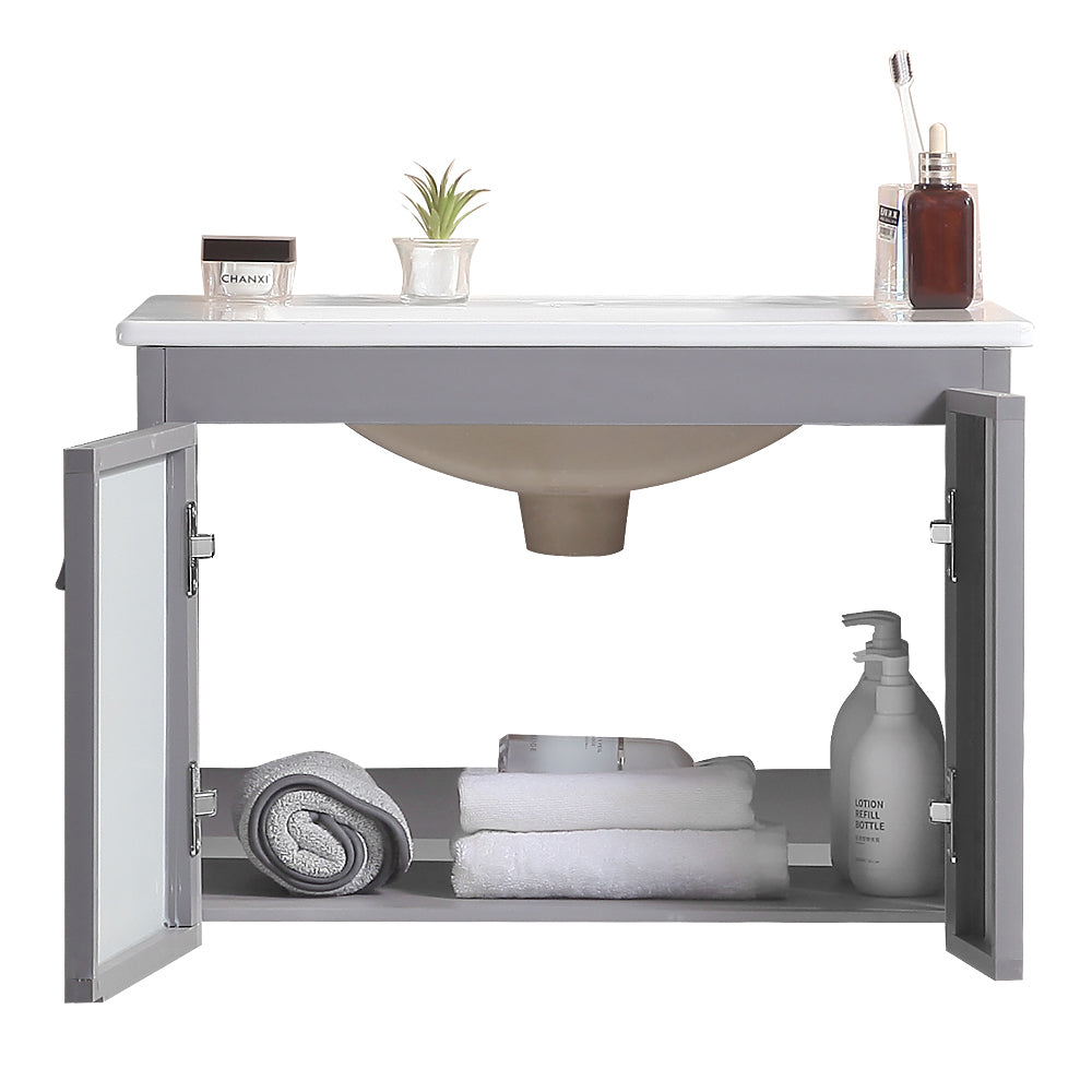 24' Stylish Aluminum Wall Mounted Bathroom Vanity with grey-aluminium