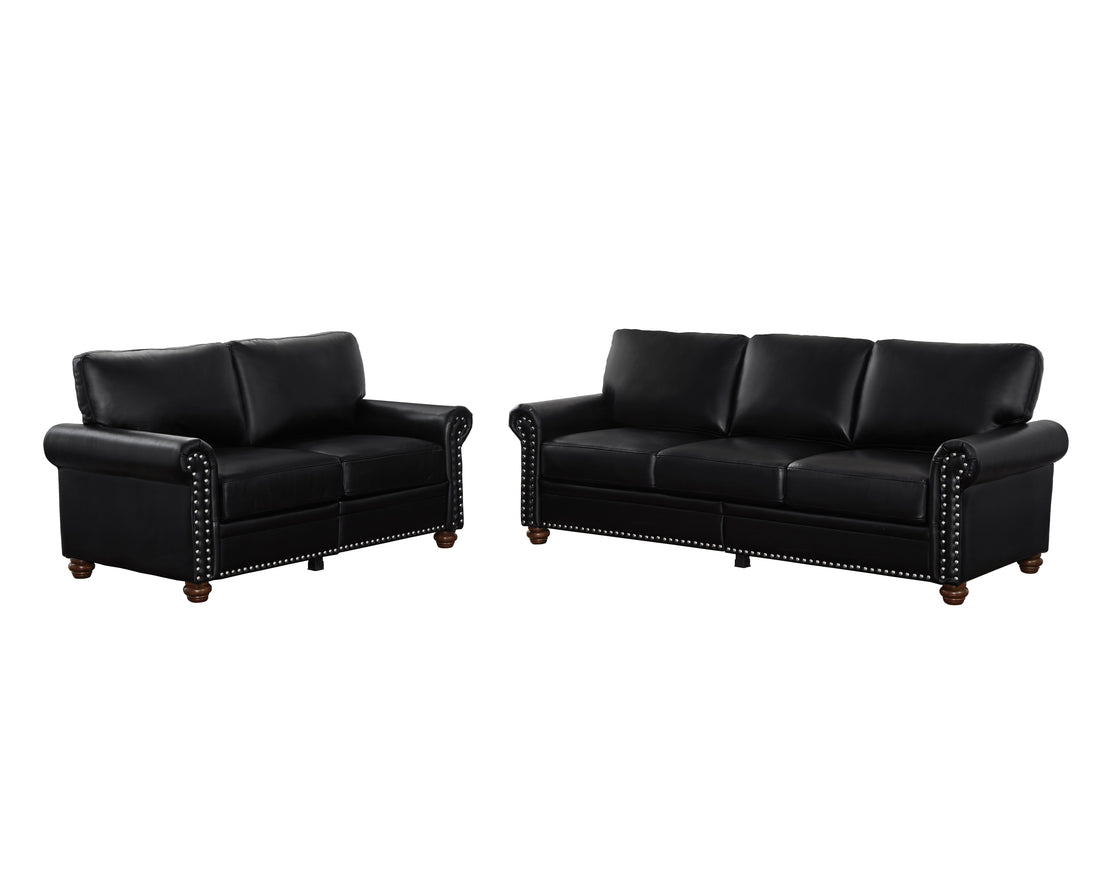 Living Room Sofa With Storage Sofa 2 3 Sectional Black Faux Leather Black Foam Pu Leather