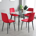 Indoor Velvet Dining Chair, Modern Dining Kitchen Chair With Cushion Seat Back Black Coated Metal Legs Upholstered Side Chair For Home Kitchen Restaurant And Living Room Set Of 4 Red Metal