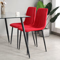 Indoor Velvet Dining Chair, Modern Dining Kitchen Chair With Cushion Seat Back Black Coated Metal Legs Upholstered Side Chair For Home Kitchen Restaurant And Living Room Set Of 4 Red Metal