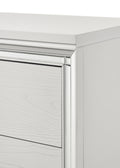 Prism Modern Style 5 Drawer Chest With Mirror Accents & V Shape Handles In White Silver Bedroom Modern Wood