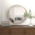 Gold 36 Inch Metal Round Bathroom Mirror Gold Classic Mdf Glass Aluminium Alloy