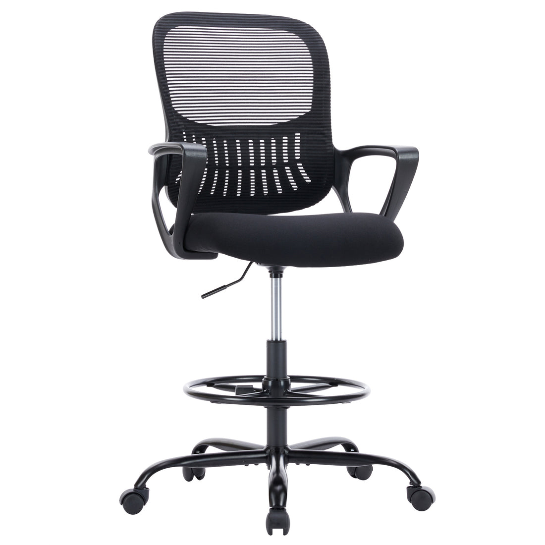 Sweetcrispy Ergonomic Drafting Chair Tall Standing Desk Office Chair Black Nylon Mesh