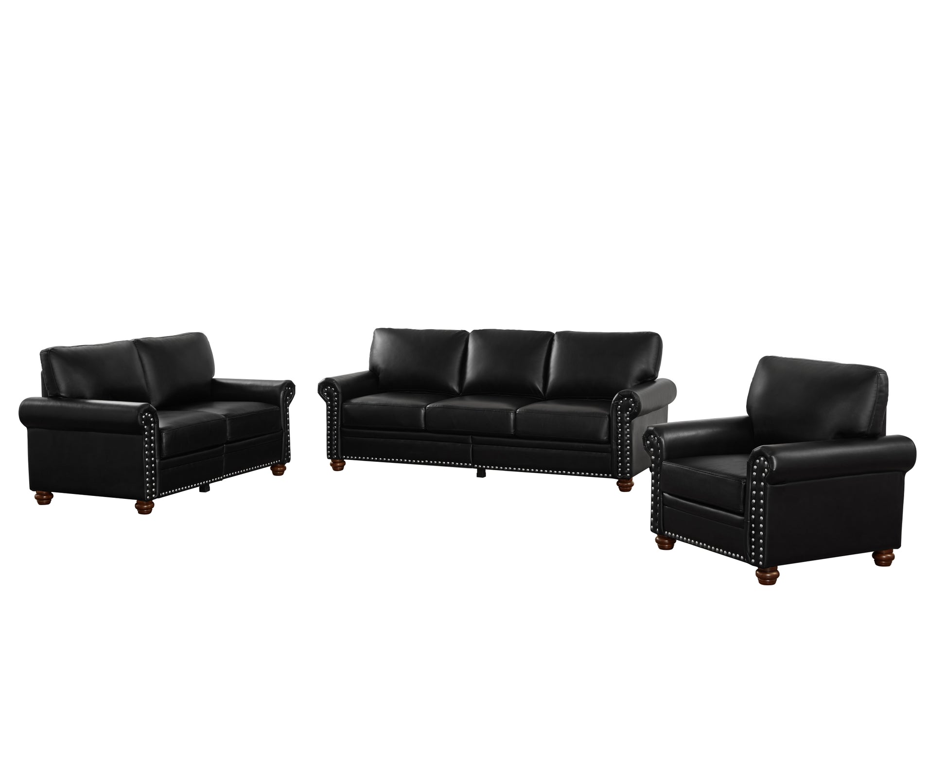 Living Room Sofa With Storage Sofa 1 2 3 Sectional Black Faux Leather Black Foam Pu Leather 6 Seat