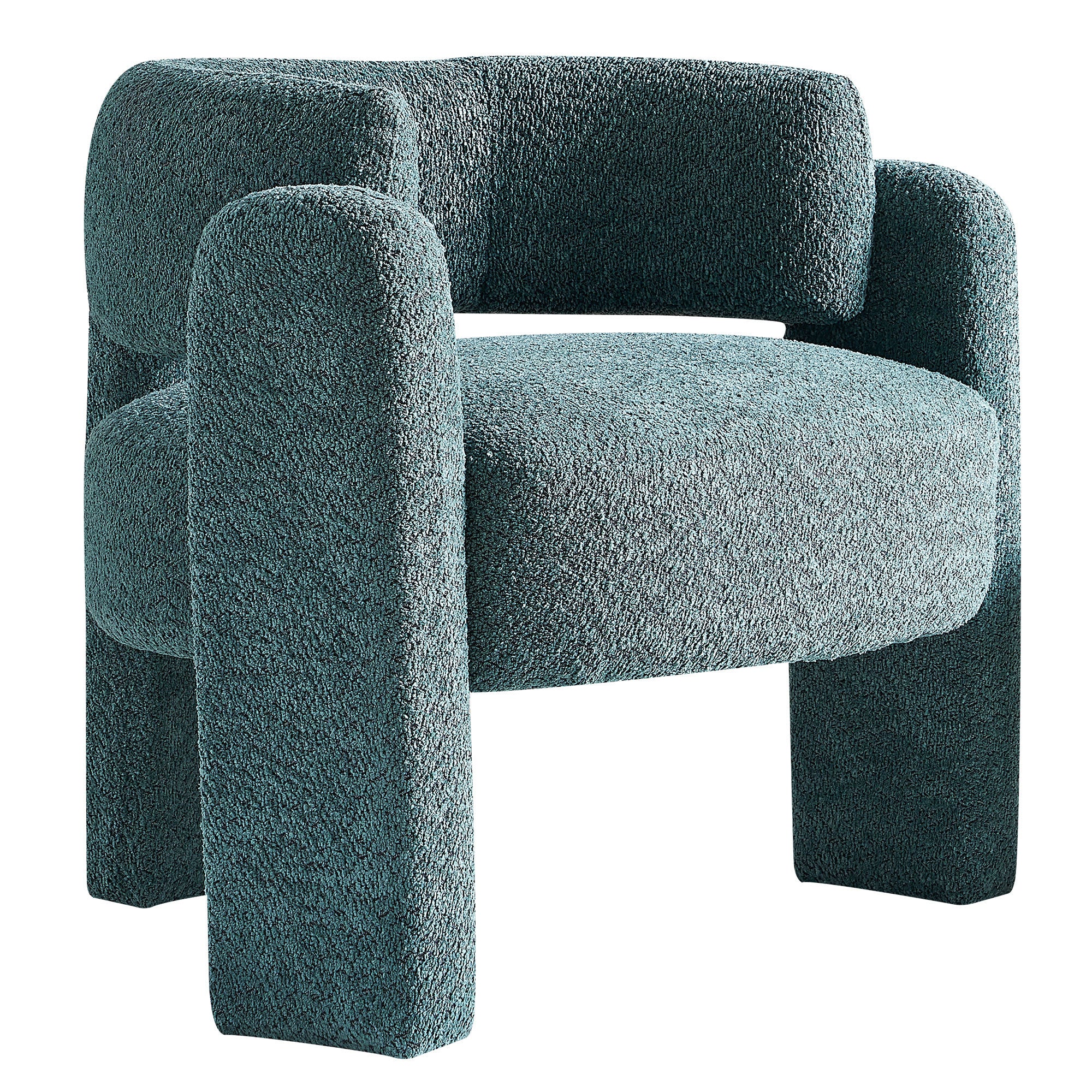 34.65" Wide Boucle Upholstery Accent Chair Green green-primary living space-modern-foam-boucle