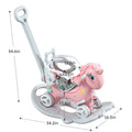 Rocking Horse For Toddlers, Balance Bike Ride On Toys With Push Handle, Backrest And Balance Board For Baby Girl And Boy, Unicorn Kids Pink Color Pink Hdpe