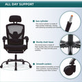 Sweetcrispy Mesh High Back Ergonomic Office Chair Lumbar Support Pillow Computer Desk Chair Black Nylon Mesh