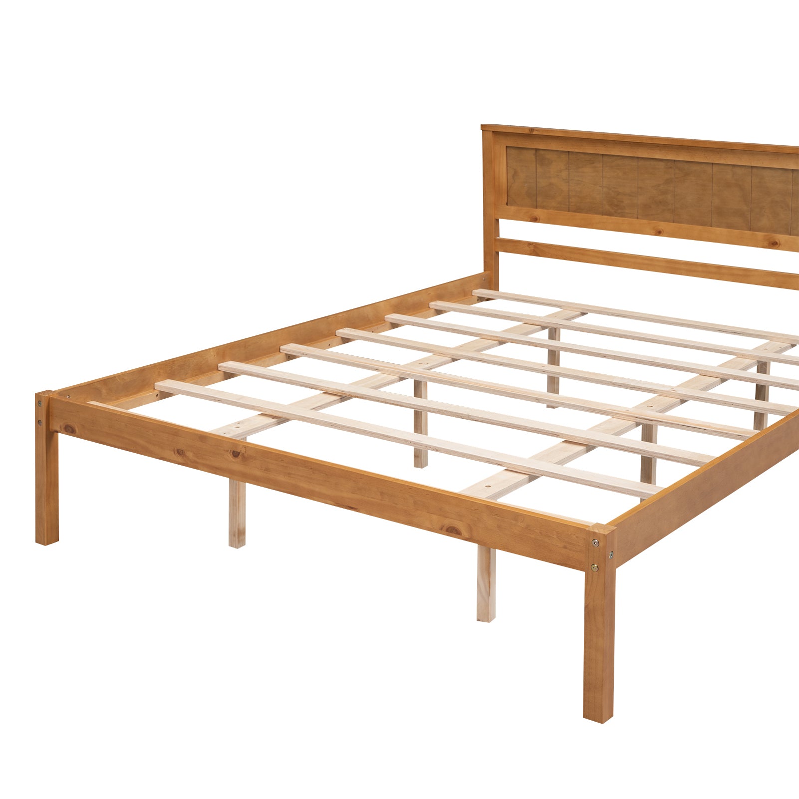 Platform Bed Frame With Headboard, Wood Slat Support, No Box Spring Needed, Queen, Oak Box Spring Not Required Queen Espresso Wood Bedroom Pine