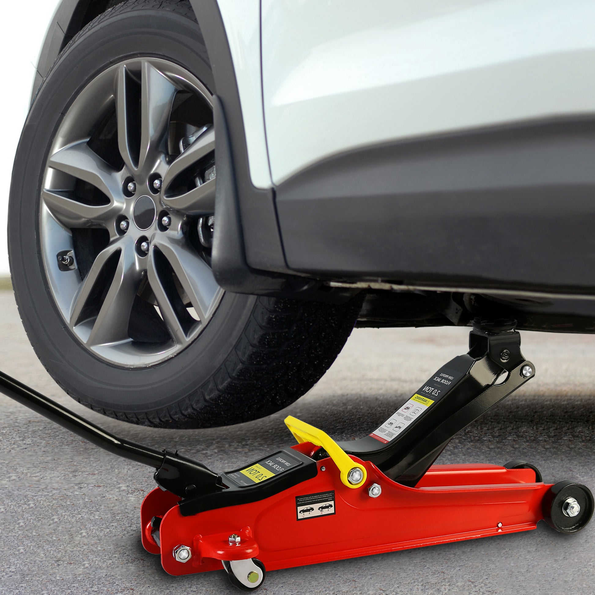 Floor Jack, 2 Ton Low Profile Floor Jack, 3T Jack Stand Tire Repair Kit Heavy Duty Steel Racing Floor Jack With Single Piston Quick Lift Pump, Floor Jack Lifting Range 3.3" 15.2" Red Steel