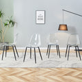 Modern Minimalist Transparent Dining Chair, Plastic Chair, Armless Crystal Chair, Nordic Creative Makeup Stool, Negotiation Chair, Set Of 4 Pieces, Black Metal Legs,Tw 1200 Black Metal