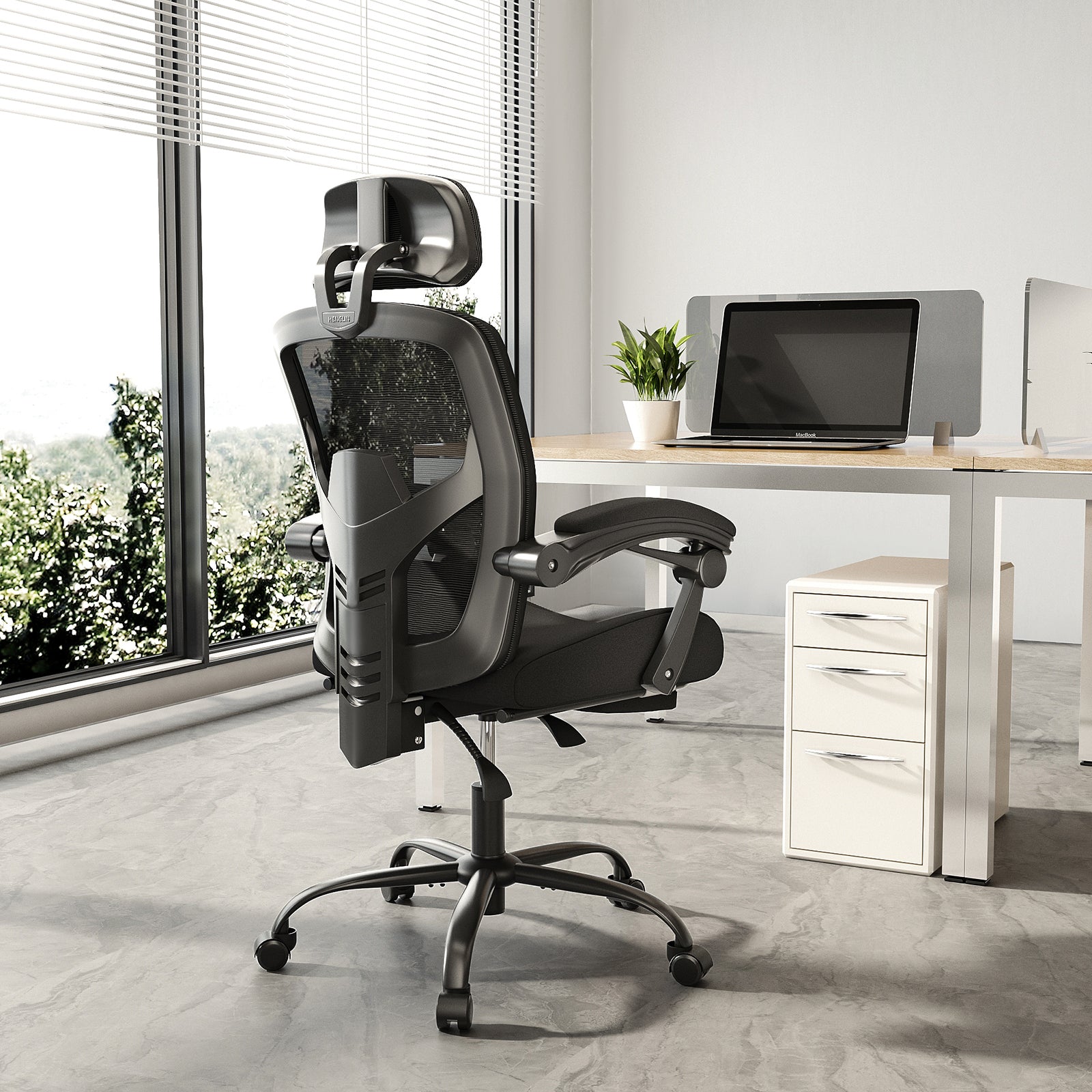SWEETCRISPY Mesh High Back Ergonomic Office Chair black-nylon mesh