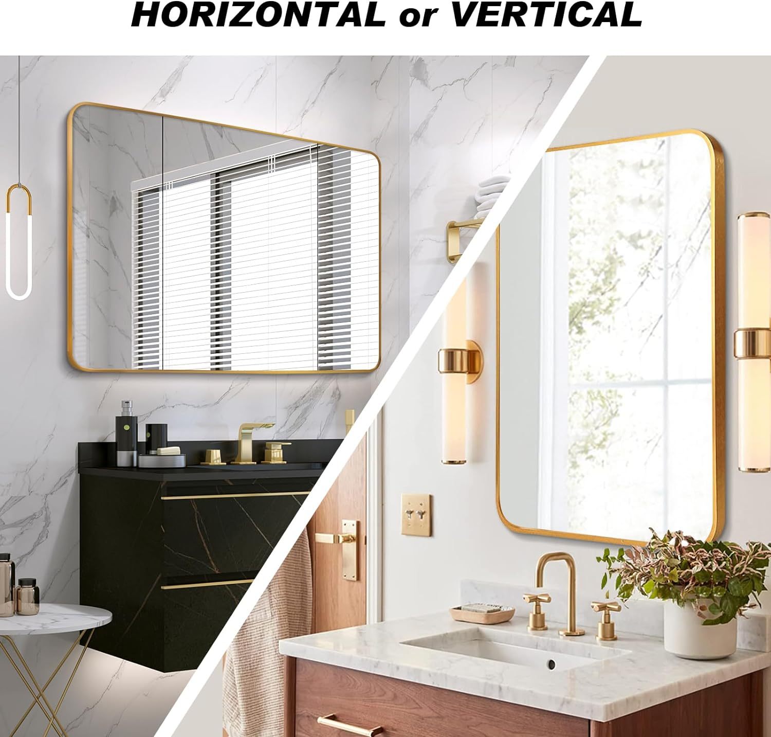 Gold 30 "X40" Rectangular Bathroom Wall Mirror Gold Classic Mdf Glass Aluminium Alloy