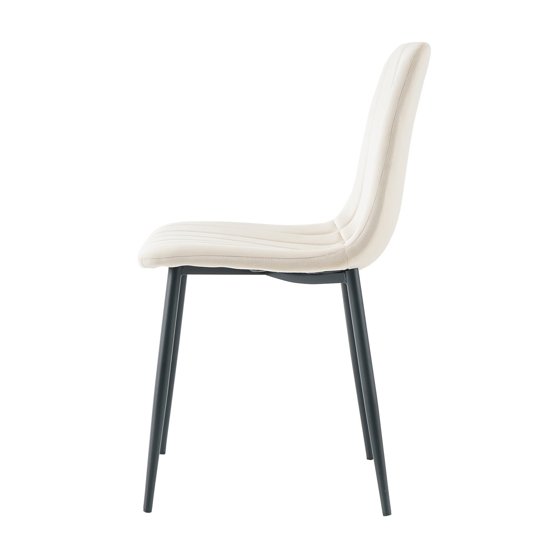 Indoor Velvet Dining Chair, Modern Dining Kitchen Chair With Cushion Seat Back Black Coated Metal Legs Upholstered Side Chair For Home Kitchen Restaurant And Living Room Set Of 4 Cream Color Metal