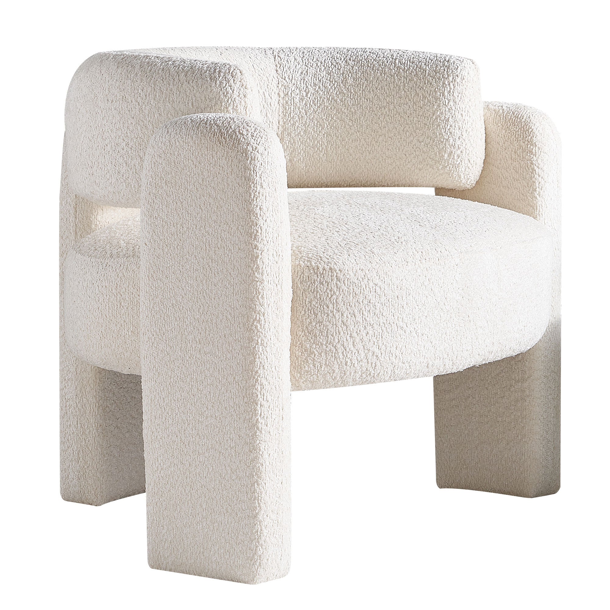 34.65" Wide Boucle Upholstery Accent Chair Beige beige-primary living space-modern-foam-boucle