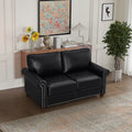 Living Room Sofa With Storage Sofa 2 3 Sectional Black Faux Leather Black Foam Pu Leather