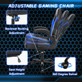 Sweetcrispy Gaming Chair Pu Leather Computer Chair Ergonomic Office Chair With Lumbar Support, Height Adjustable Rolling Desk Chairs With Flip Up Armrests Black Blue Pu