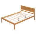 Platform Bed Frame With Headboard, Wood Slat Support, No Box Spring Needed, Full, Oak Box Spring Not Required Full Oak Wood Bedroom Pine