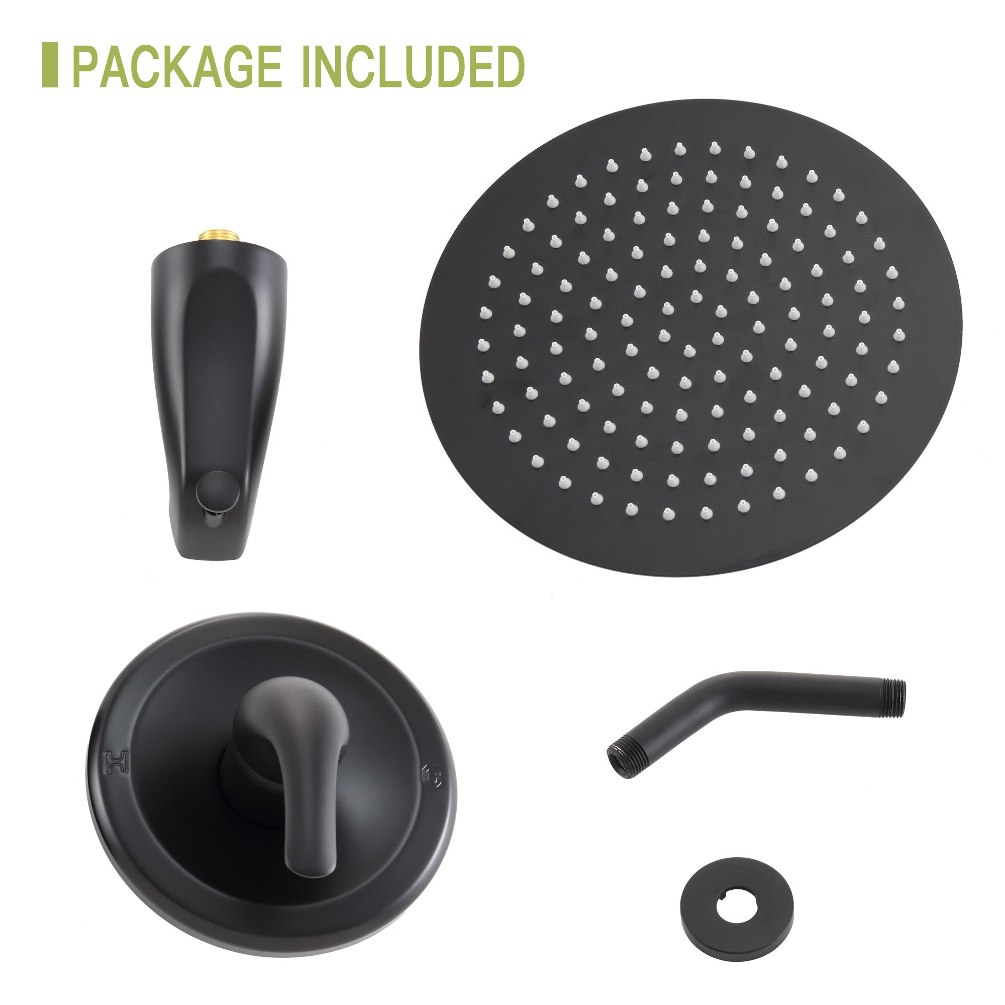 10" Round Rain Shower Head Systems with Waterfall Tub matte black-stainless steel