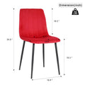 Indoor Velvet Dining Chair, Modern Dining Kitchen Chair With Cushion Seat Back Black Coated Metal Legs Upholstered Side Chair For Home Kitchen Restaurant And Living Room Set Of 4 Red Metal