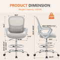 Sweetcrispy Ergonomic Drafting Chair Tall Standing Desk Office Chair Gray Nylon Mesh