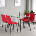 Indoor Velvet Dining Chair, Modern Dining Kitchen Chair With Cushion Seat Back Black Coated Metal Legs Upholstered Side Chair For Home Kitchen Restaurant And Living Room Set Of 4 Red Metal