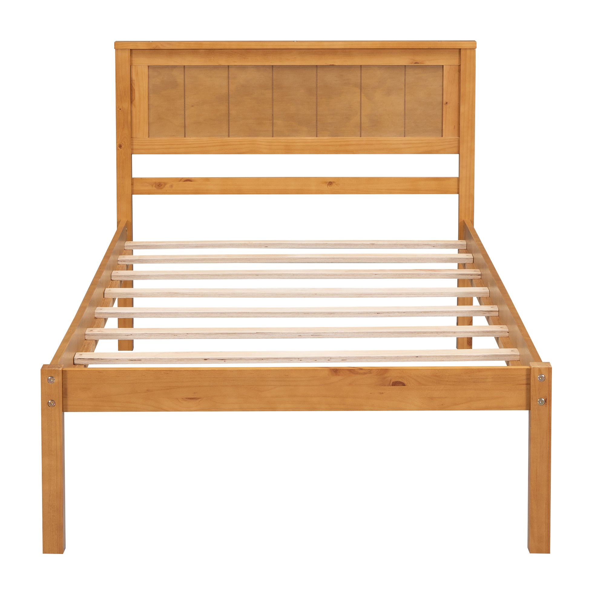 Platform Bed Frame With Headboardwood Slat Supportno Box Spring Needed ,Twin,Oak Twin Oak Wood Pine