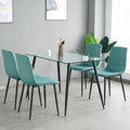 Indoor Velvet Dining Chair, Modern Dining Kitchen Chair With Cushion Seat Back Black Coated Metal Legs Upholstered Side Chair For Home Kitchen Restaurant And Living Room Set Of 4 Teal Metal