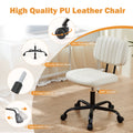 Sweetcrispy Pu Leather Low Back Task Chair Small Home Office Chair With Wheels White Abs Rubber Steel Q235