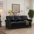 Living Room Sofa With Storage Sofa 2 3 Sectional Black Faux Leather Black Foam Pu Leather