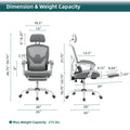 Sweetcrispy Mesh High Back Ergonomic Office Chair Lumbar Support Pillow Computer Desk Chair Grey Nylon Mesh