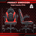 Sweetcrispy Gaming Chair Pu Leather Computer Chair Ergonomic Office Chair With Lumbar Support, Height Adjustable Rolling Desk Chairs With Flip Up Armrests Black Red Pu