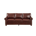 Classic Living Room Nails Sofa Burdy Faux Leather Burgundy Foam Pu Leather 3 Seat