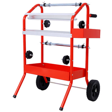 Mobile 18" Multi Roll Masking Paper Machine With Storage Trays,Red Red Steel