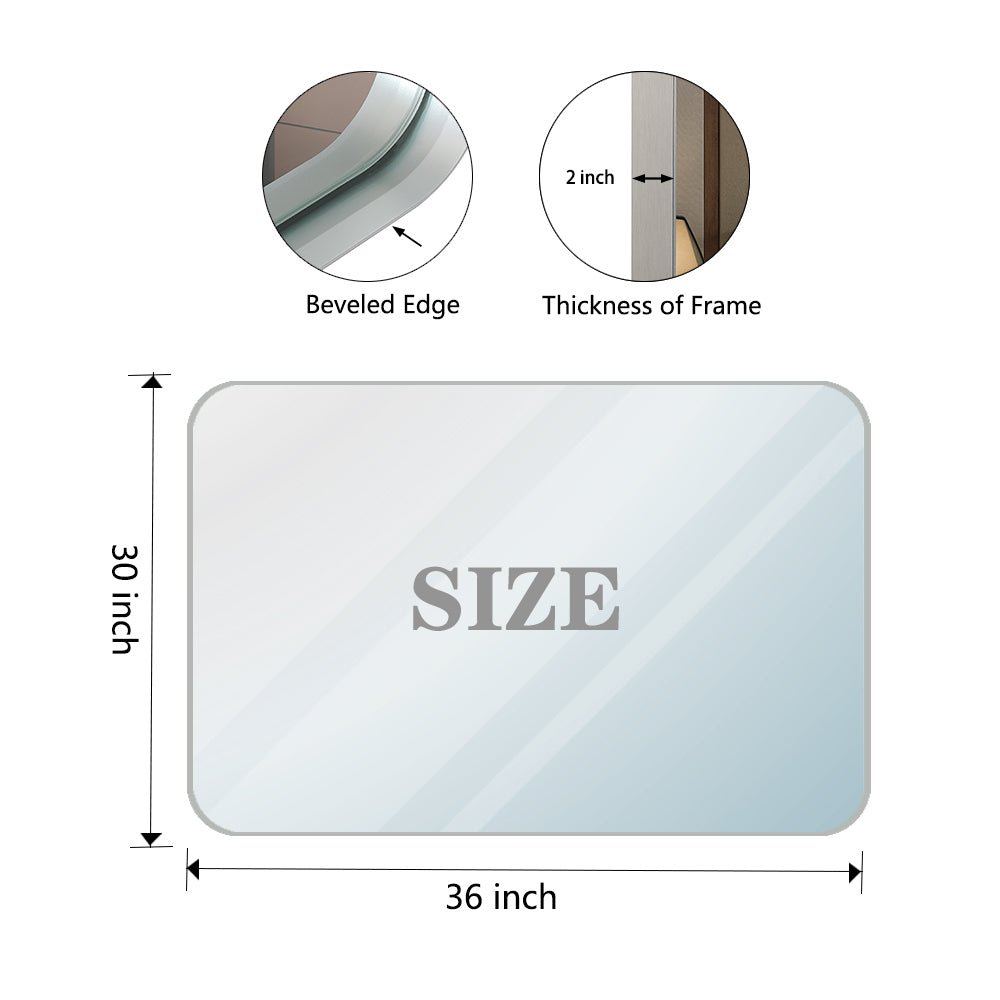 36x30inch Glossy Brushed Silver Rounded Corner silver-classic-modern-aluminium alloy