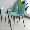 Indoor Velvet Dining Chair, Modern Dining Kitchen Chair With Cushion Seat Back Black Coated Metal Legs Upholstered Side Chair For Home Kitchen Restaurant And Living Room Set Of 4 Teal Metal