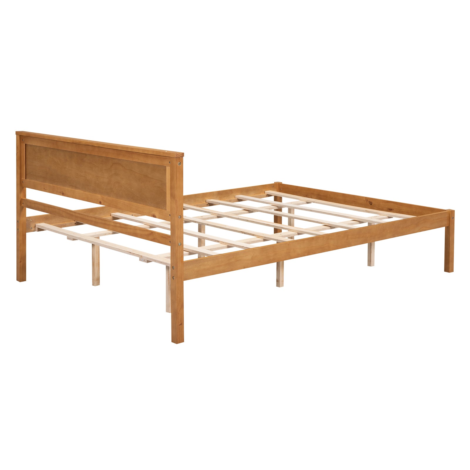 Platform Bed Frame With Headboard, Wood Slat Support, No Box Spring Needed, Queen, Oak Box Spring Not Required Queen Espresso Wood Bedroom Pine