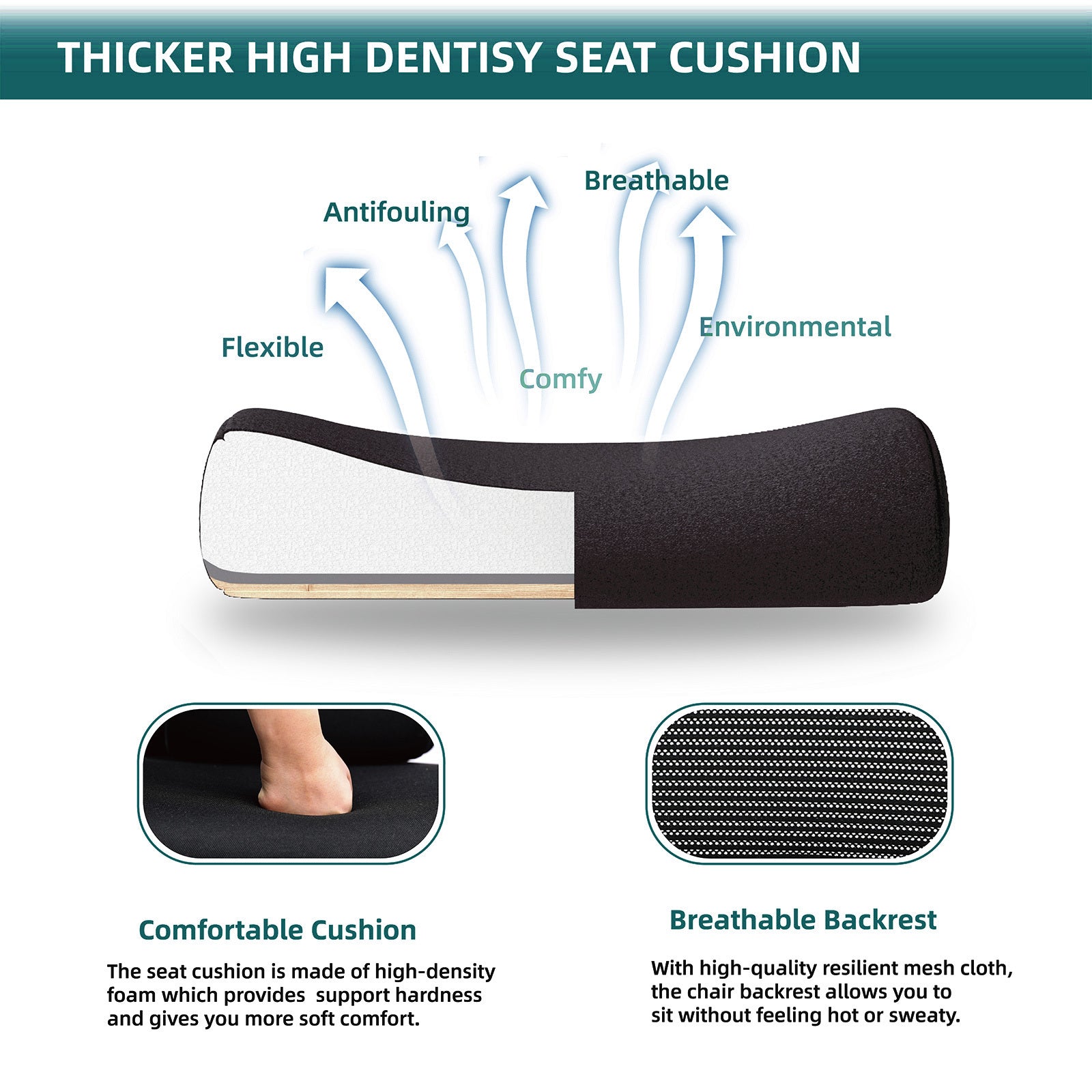 Sweetcrispy Mesh High Back Ergonomic Office Chair Lumbar Support Pillow Computer Desk Chair Black Nylon Mesh