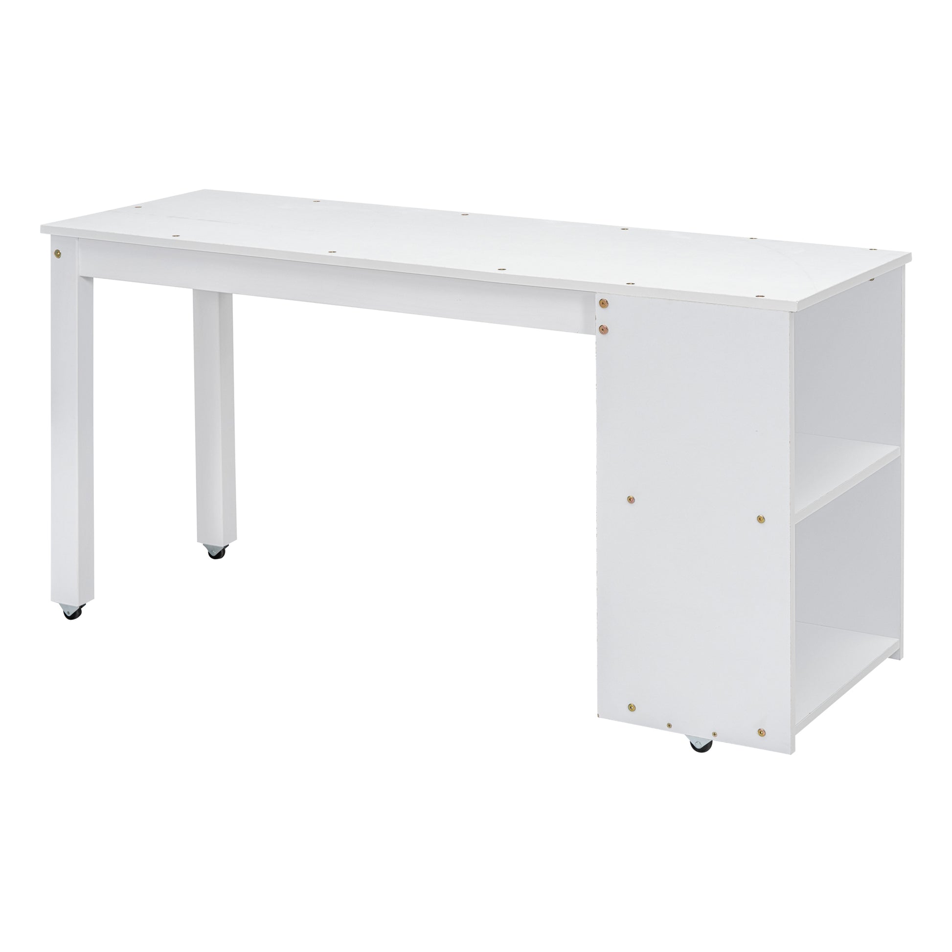 Full Size Loft Bed With Retractable Writing Desk And 3 Drawers, Wooden Loft Bed With Storage Stairs And Shelves, White White Solid Wood Mdf