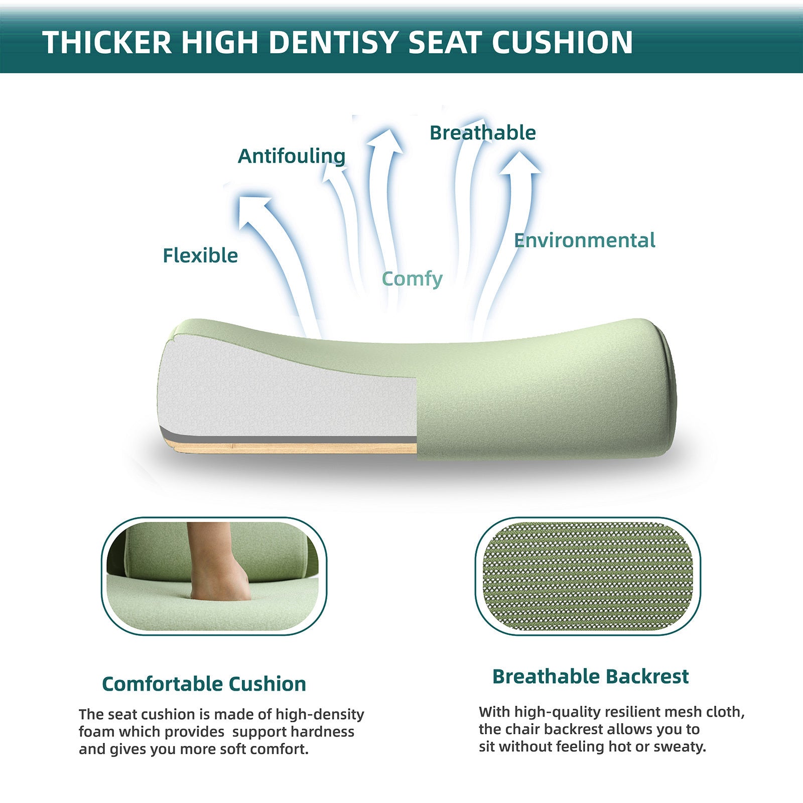 SWEETCRISPY Mesh High Back Ergonomic Office Chair green-nylon mesh