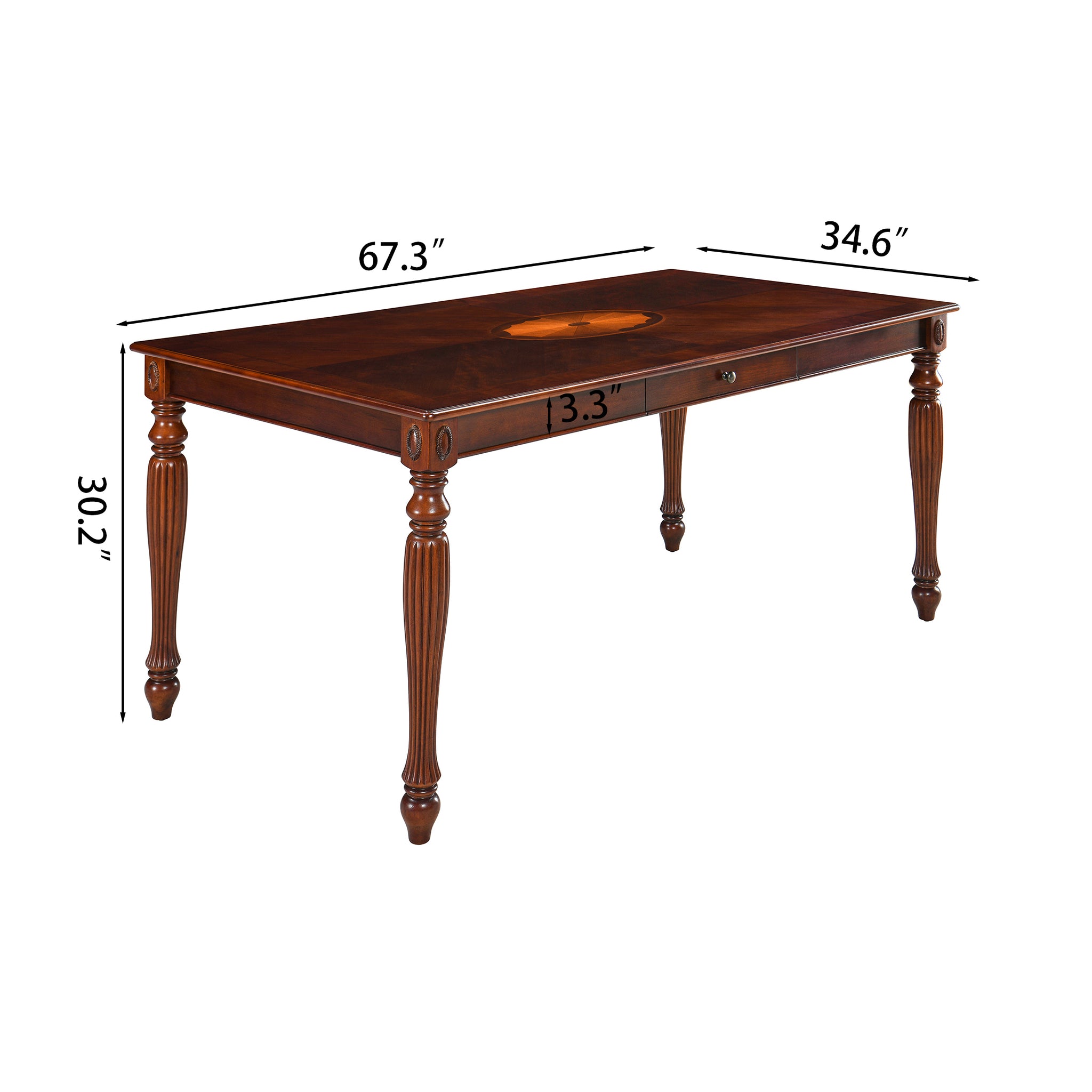 67.3" Dining Room Kitchen Table for 6 People
