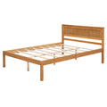 Platform Bed Frame With Headboard, Wood Slat Support, No Box Spring Needed, Full, Oak Box Spring Not Required Full Oak Wood Bedroom Pine