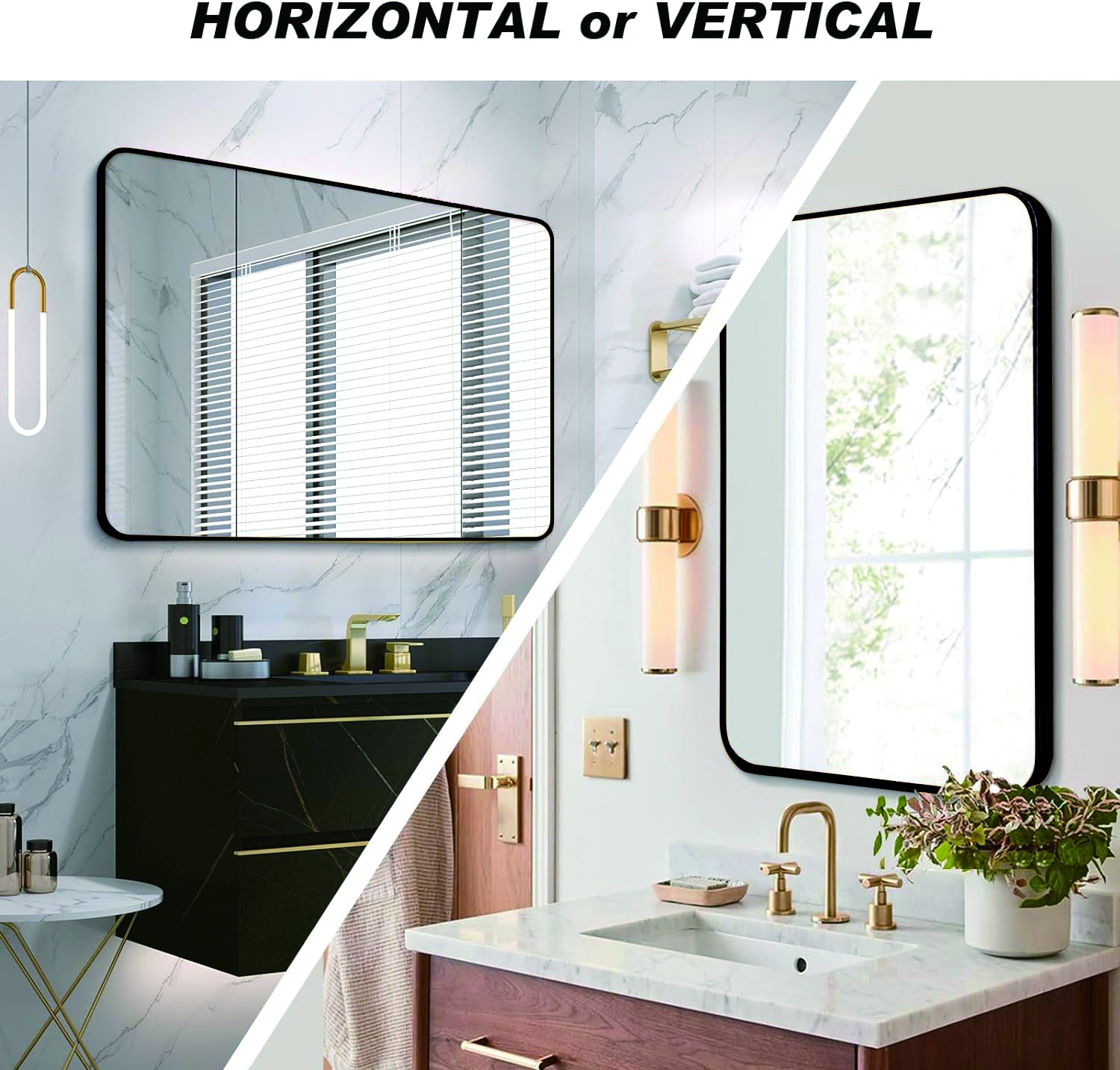 Black 30 "X40" Rectangular Bathroom Wall Mirror -