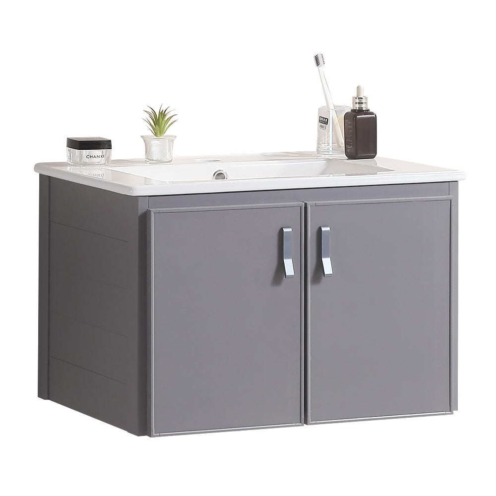 24' Metal Wall Mounted Bathroom Vanity with White grey-aluminum